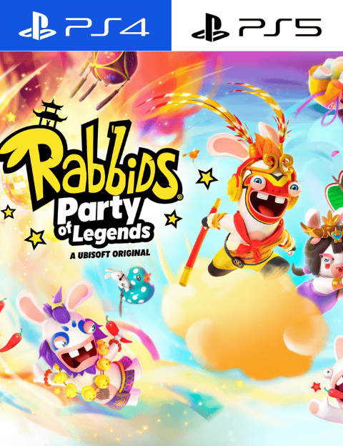 Juegos digitales originales Rabbids Party of Legends para PS4 y PS5, diversión con personajes Rabbid.